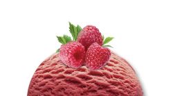 Raspberry sorbet ice cream ball