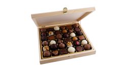 36 pc. Wooden Praline Box With Logo