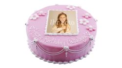 Flower Photo Colour Cake Round 