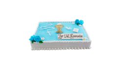 Communion Blue Carré Cake