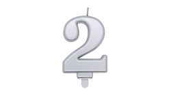 Zahlenkerze Silber 2