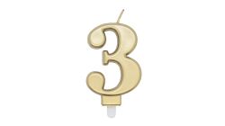 Zahlenkerze Gold 3