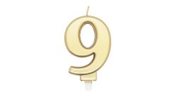 Zahlenkerze Gold 9